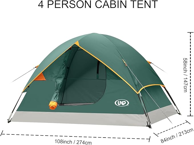 UNP Camping Tent 2/3/4/6 Person Dome Tent, Easy to Set Up for Camping, Lightweight Camping Tent, Portable Camping Tent for Outdoor and Backpacking Beaches