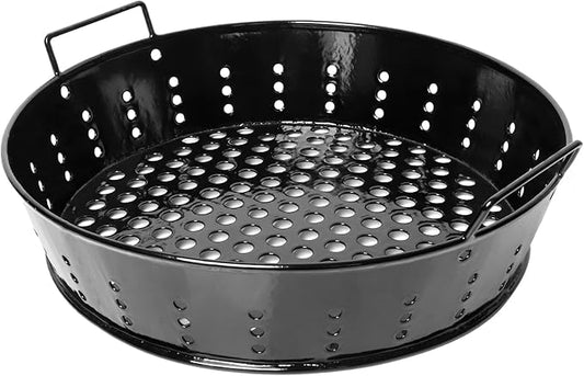 KAMaster XLarge Charcoal Basket Carbon Steel Fire Bowl for XLarge Big Size Green Egg,Heavy Duty Enamel Coated Carbon Steel Charcoal Ash Basket with Handles(Fit for XL)