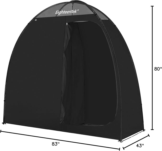 EighteenTek Camping Shower Tent Changing Room with Fixed Floor 2 Rooms Outdoor Pop Up Camping Toilet Portable Privacy Dressing Shelter with Carry Bag 83"x43"x80"