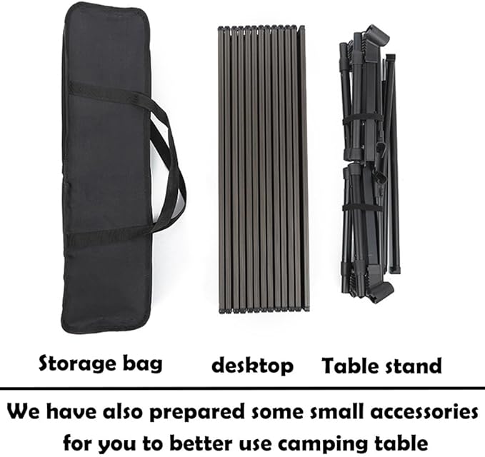 Height Adjustable Folding Camping Table Outdoor Lightweight Aluminum Tables of 4 Positions Ultralight Aluminum Frame Compact with Carry Bag for Camp, Beach, Picnic