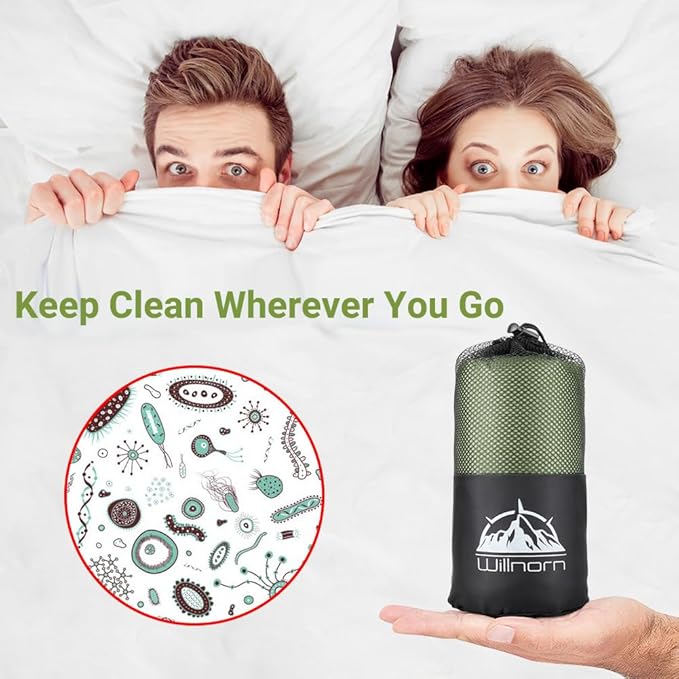 Sleeping Bag Liner,Travel Sheets & Adult Sleep Sack & Self Tan Sleep Sack for Backpacking,Hotel, Hostels, Lightweight Single Camping Sleep Pod