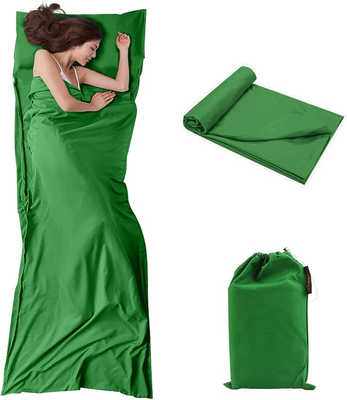 Travel and Camping Sheet Sleeping Bag Liner - Lightweight Compact and Portable Adult Sleeping Bag - Ideal for Traveling,Hostels and Camping