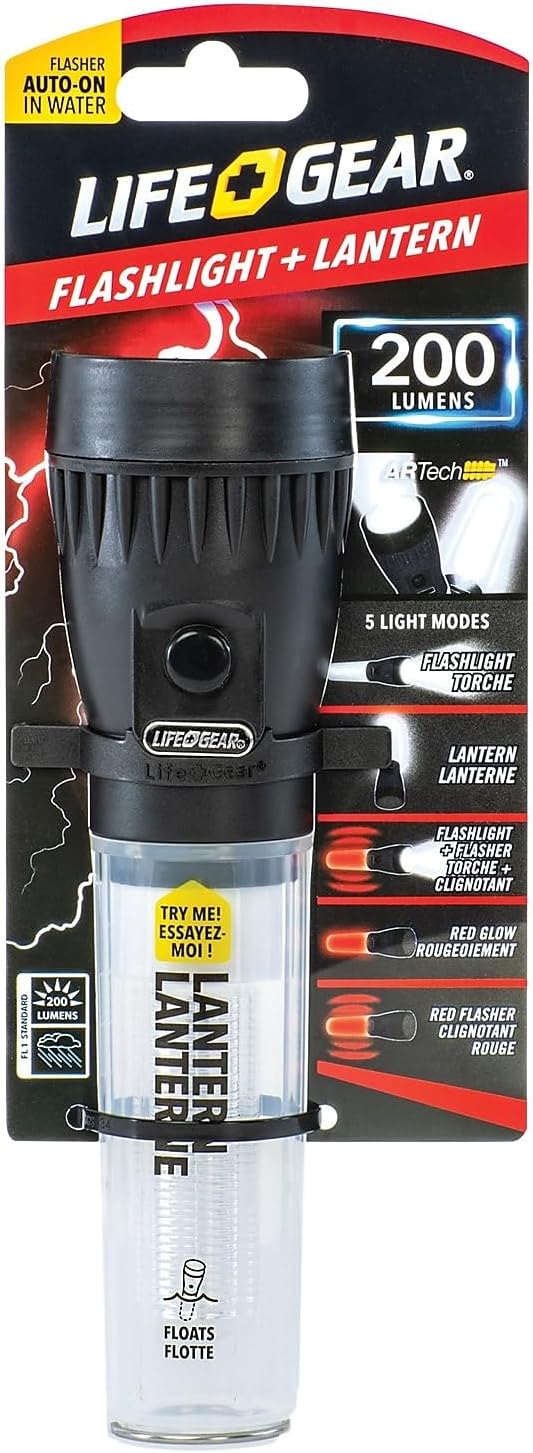 Life+Gear AR-TECH Stormproof Floating Flashlight + Lantern, Black ,200 Lumens