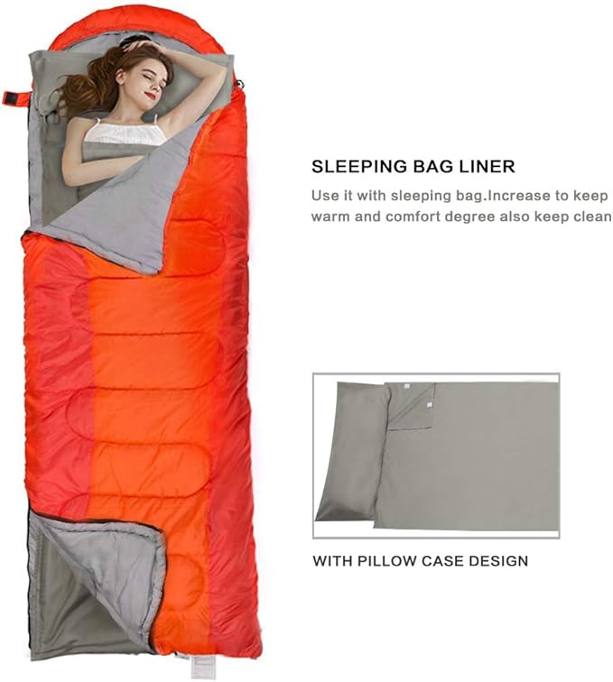 Travel and Camping Sheet Sleeping Bag Liner - Lightweight Compact and Portable Adult Sleeping Bag - Ideal for Traveling,Hostels and Camping