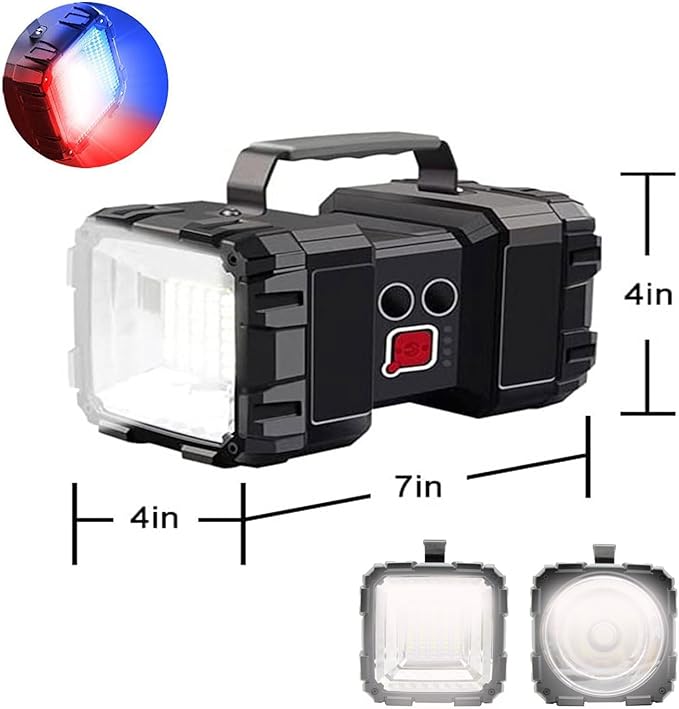 Rechargeable LED Searchlight Flashlight, LED Spotlight Big Power Capacity 12000LM 20h Ultra-Long Standby 7 Lights Modes Camping Work Light, Waterproof, Power Bank, for Home, Outdoor (35LEDs)
