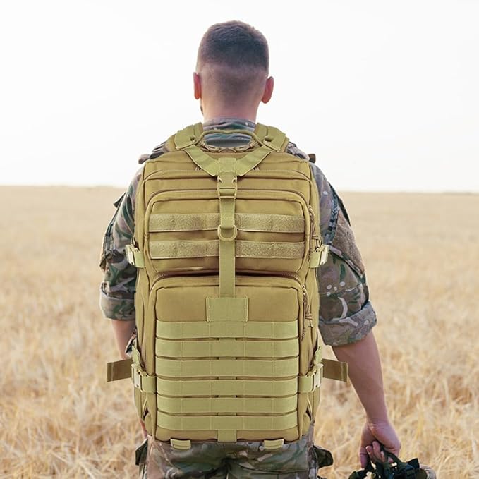 EMDMAK Military Tactical Backpack, 42L Large Military Pack Army 3 Day Assault Pack Molle Bag Rucksack