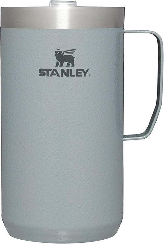 Stanley Stay-Hot Camp Mug 24 oz | Press Fit Drink Through Lid | Cup for Coffee, Tea and Drinks | Insulated Stainless Steel Coffee Mug | BPA-Free | Hammertone Silver