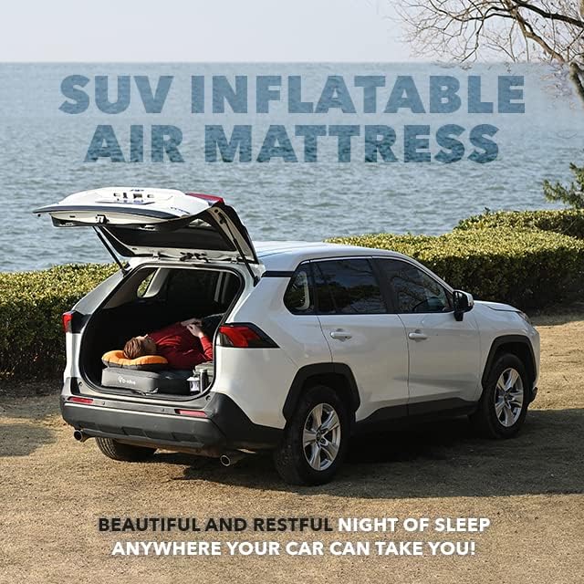 SHORTENED LENGTH - Unbeatable Durability SUV Air Mattress for Car Camping, Durable Extra Thick 300D Oxford Fabric, Quick Easy Set-Up w/Electric Pump, Car Bed Mattress with Base Extenders 180 cm
