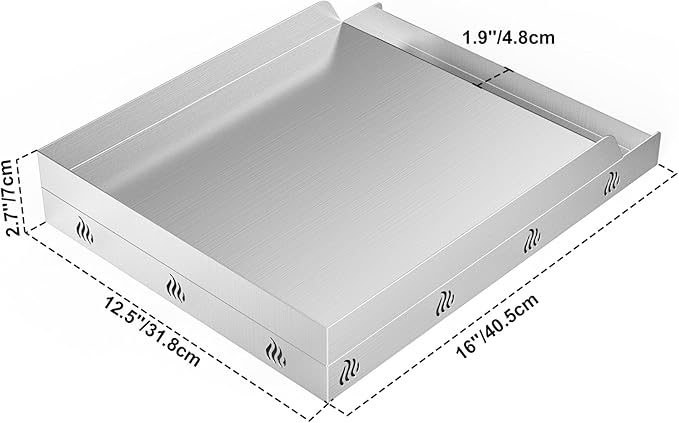 Onlyfire Stainless Steel BBQ Cooking Griddle, Universal Flat Top Griddle for Most Charcoal/Gas Grills, Camping, Tailgating, and Parties, 12.5"×16"
