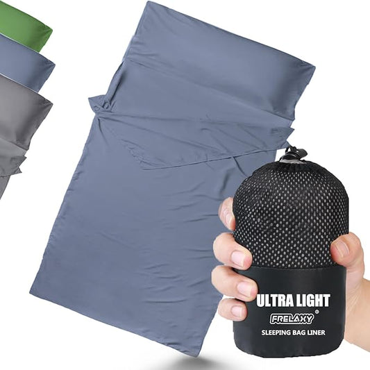 Frelaxy Ultralight Sleeping Bag Liner - Lighter & Compact, 3 Sizes Travel Sheets & Adult Sleep Sack, Comfy Breathable & Cooling & Silky Soft, Quick-Drying, for Backpacking, Hotel, Camping, Hostels
