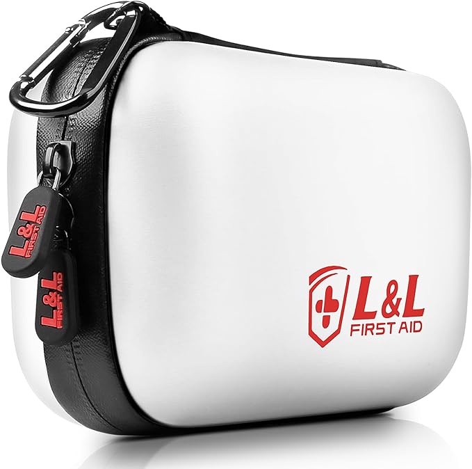 120-Piece First Aid Kit for Travel,Car & Emergency Survival - Compact Waterproof Medical Supplies with Trauma Bandages,Burn Gel & Fever Cooling Patch | Portable for Camping,Hiking,Sports(White)