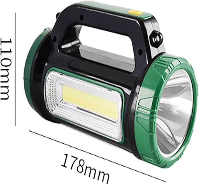 LED Searchlight Spotlights Lantern, Solar Rechargeable Super Bright 10000LM Handheld LED Flashlight, Multifunction Camping Lantern Work Light, 6 Light Modes, Waterproof, Power Bank