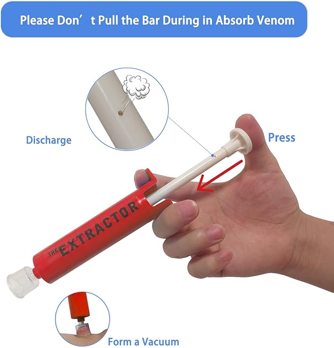 Snake Bite Kit for Humans,Rattlesnake Bite Kit,Bee Sting Kit, Venom Snake Bite Kit for Dogs,Venom Extractor Kit,Venom Extractor Suction Pump, Bite and Sting First Aid for Hiking,Camping(Red)