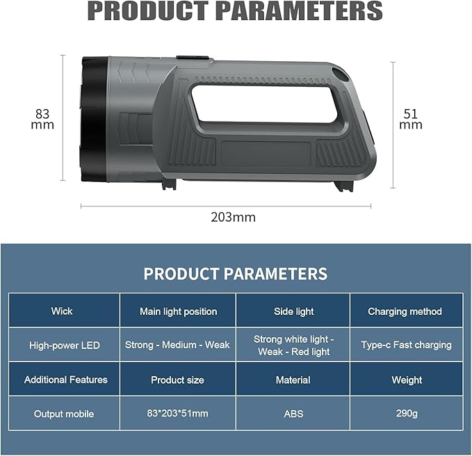 ErayLife Rechargeable LED Lantern, Camping Essentials, LED Flashlight Spotlight Lantern with 6 Light Modes, IPX4 Waterproof, Portable Bright Camping Light for Emergency, Outdoor Hiking, Power Outages