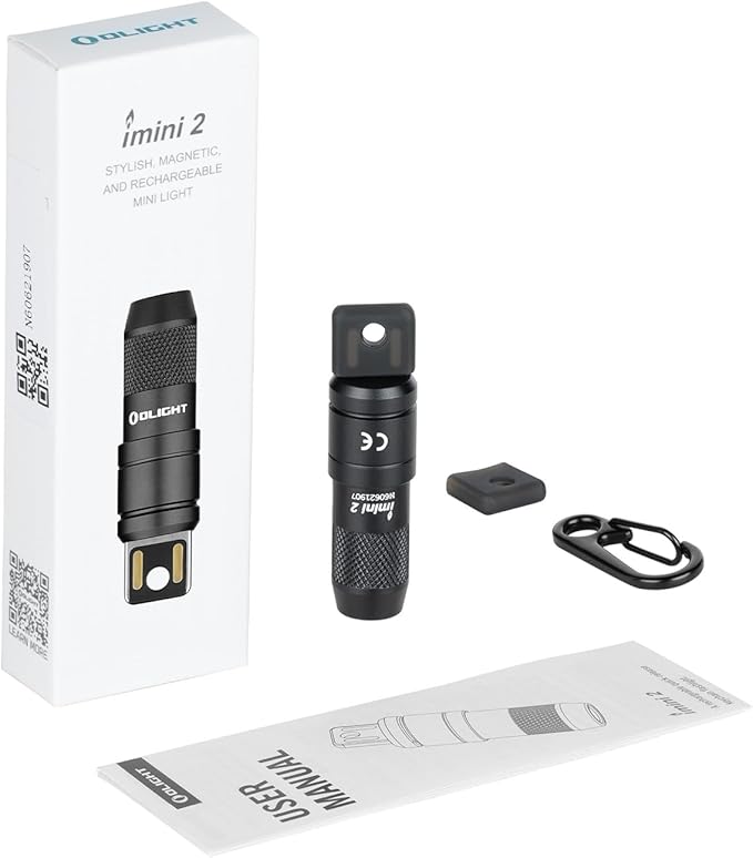 OLIGHT IMINI 2 EDC Rechargeable Keychain Flashlight, 50 Lumens Compact and Portable Mini LED Keyring Lights with Built-in Battery Ideal for Everyday Carry and Emergencies (Black)