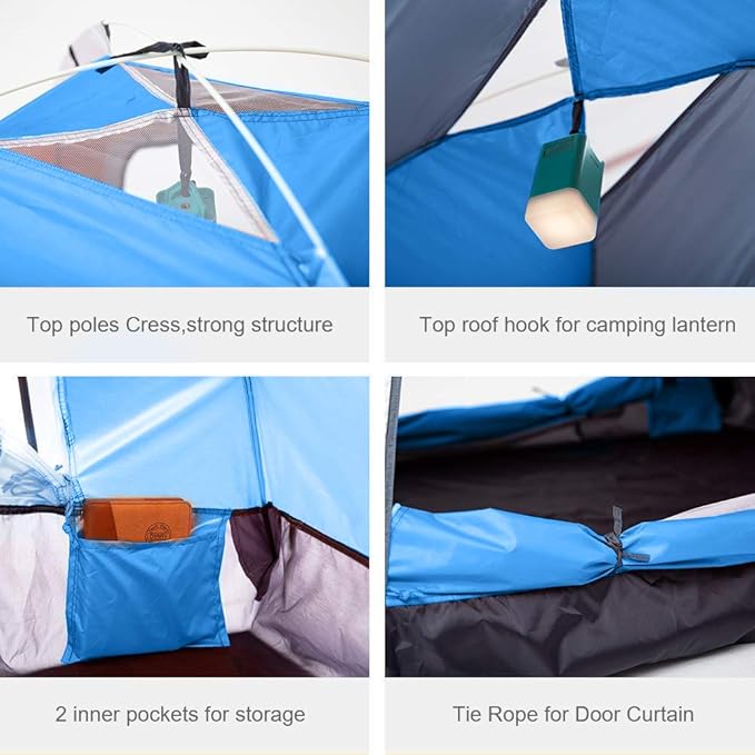 Ubon 2/3 Person Lightweight Instant Pop Up Indoor Outdoor Backyard Tent for Camping Backpacking