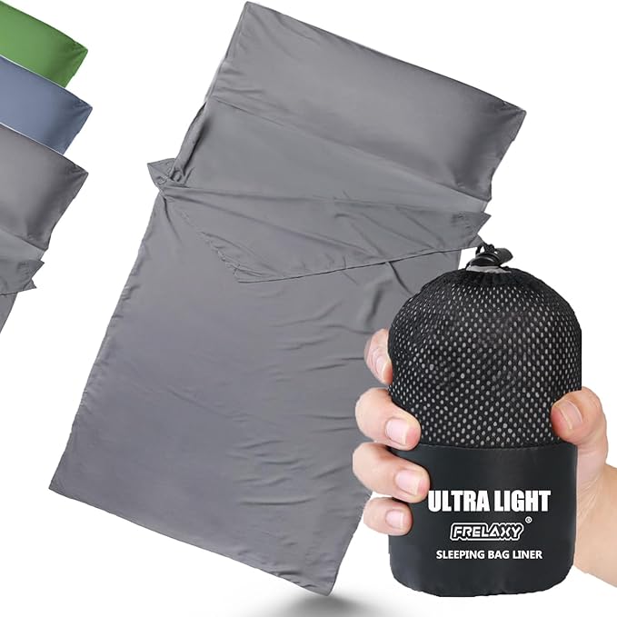 Frelaxy Ultralight Sleeping Bag Liner - Lighter & Compact, 3 Sizes Travel Sheets & Adult Sleep Sack, Comfy Breathable & Cooling & Silky Soft, Quick-Drying, for Backpacking, Hotel, Camping, Hostels