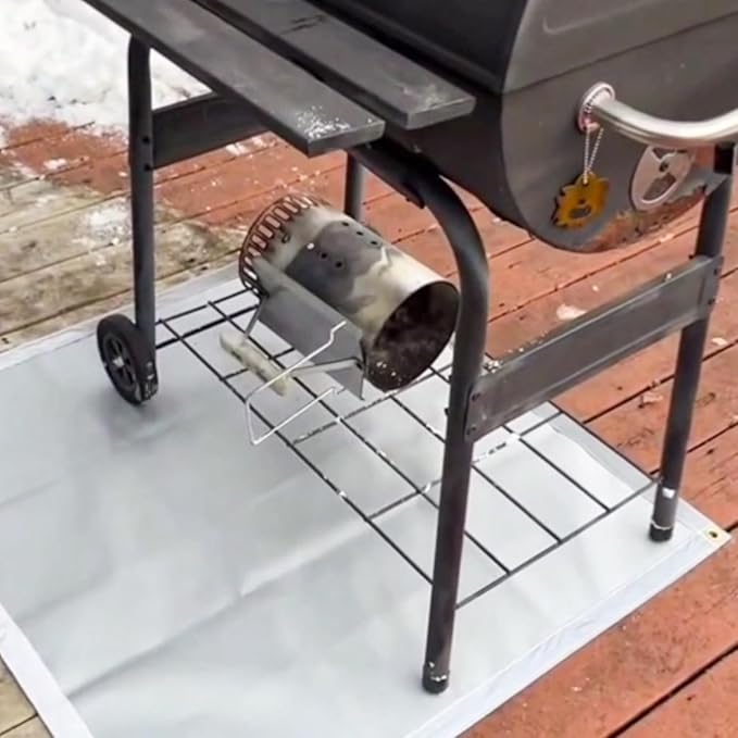 Under Grill Mat, 40 X 40 Inch BBQ Floor Mats, Deck Patio Protector Mat, Indoor Fireplace Mats Fire Pit Mats, Fire Resistant, Water Resistant, Oil Proof, Easy to Clean Reusable Outdoor Grill Mat