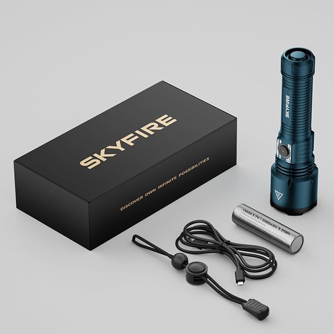 SKYFIRE Small Flashlight Mini,1000LM Pocket Flashlights High Lumens, Small Flashlights Powerful, Waterproof EDC Flashlight Rechargeable Handheld Flashlights for Home,Emergency,Camping,Searching
