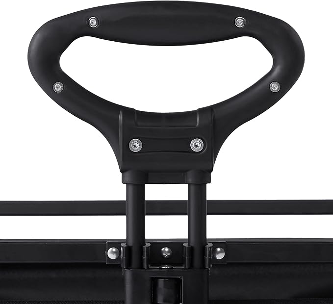 Seina 150 Pound Capacity Heavy Duty Steel Frame Collapsible Folding Outdoor Portable Utility Cart Wagon with All Terrain Plastic Wheels, Black