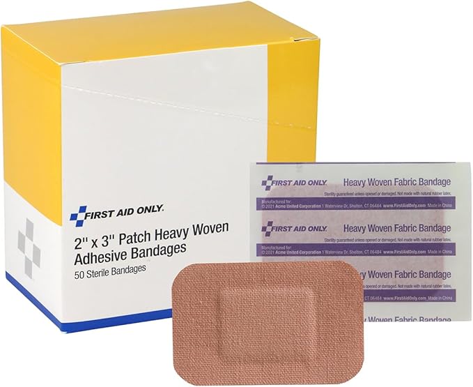First Aid Only 1-750 Heavy Woven Fabric Adhesive Bandages, 2" x 3" Extra Large, 50 Count (Pack of 2)