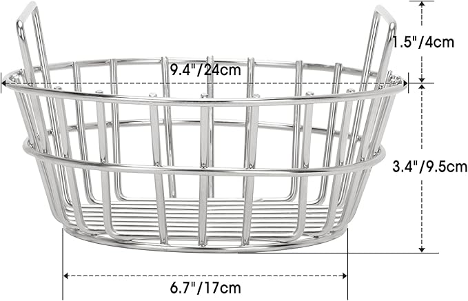 only fire #8569 Charcoal Ash Basket Fits Big Green Egg, Stainless Steel Charcoal Holder with Handles, Grilling Accessories for Better Airflow