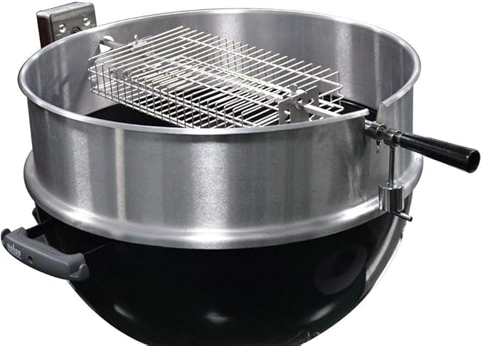 onlyfire 6042 Chrome Plating Steel Flat Grill Rotisserie Basket for Most Grills, Fits 1/2" Hexagon, 3/8" Hexagon, 3/8" Square & 5/16" Square Spit Rods