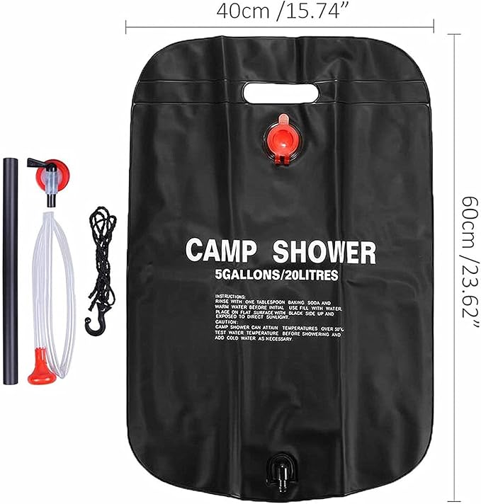 Solar Shower Bag, Gallons/20L Portable Camping Shower Bag with Hose and Shower Head Removable Shower Bag for Camping Beach Swimming Outdoor Traveling.