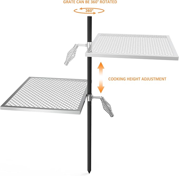 only fire Swivel Campfire Grill Adjustable Open Fire Grill Grate, Mesh Cooking Grate for Fire Pit Grilling, Outdoor Camping, Hiking