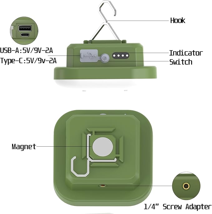 LED Camping Lights, 12000mAh Rechargeable Lanterns, 5 Lighting Modes Camping Tent Light, PD 3.0 Fast Charging PowerBank, IP54 Waterproof Portable Red Flashlight for Power Outage