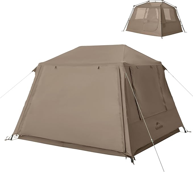 Naturehike Village 5.0 Blackout Tent, 4 Person Tents for Camping, Easy Set up Instant Pop up Tent with Awning & Awning Poles