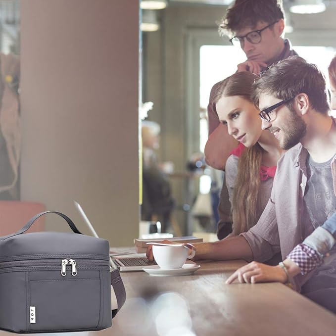 NOL Natural Organic Lifestyle Small Insulated Lunch Bags for Women Cooler Bag Lightweight Nylon Waterproof Lunch Box For Work(Small,Gray)