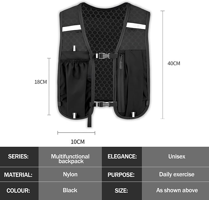 Lightweight Running Vest, Hydration Backpack with 500ml Soft Flask, Hydration Vest, Reflective Water Backpack, Adjustable No-Bounce Straps for Trail Running, Marathon, Cycling