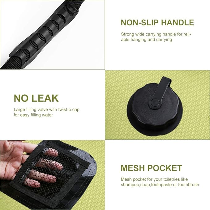 Solar Shower Bag | 5 Gal/20L Solar Heating Camping Shower Bag | Removable Hose | On-Off Switchable Shower Head | Ducha Portatil | Traveling Shower | Portable Shower for Beach Swimming, Hiking