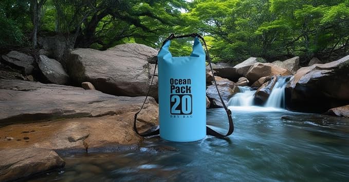 Floating Waterproof Dry Bag Backpack 5L/10L/20L, Roll Top Bag for Kayaking, Rafting, Boating, Swimming, Camping, Hiking, Beach, Fishing. (Blue, 20L)