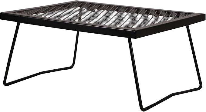 Folding Campfire Grill Grate, Portable Heavy Duty Steel Over Fire Camp Grill for Outdoor Camping Cooking Fire Pit, Black