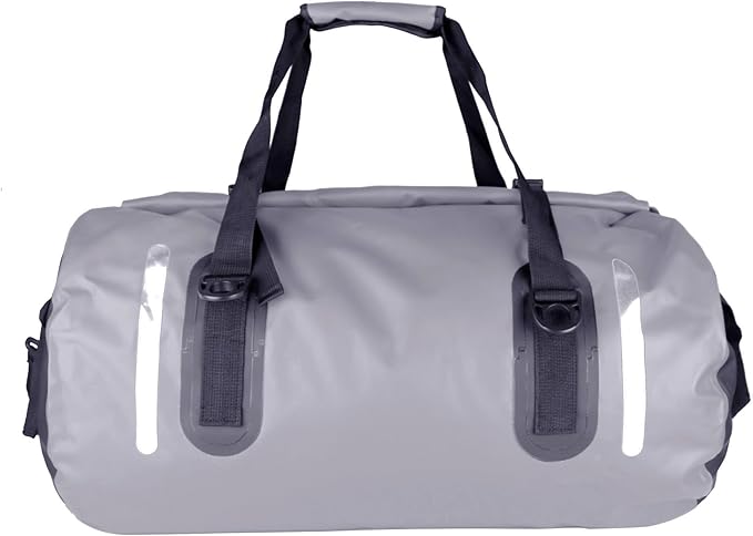 Waterproof Duffle Bag Travel Dry Bag 500D PVC for Motorcycle Tail Kayaking Rafting Boating Swimming Camping Hiking Beach Fishing (Grey, 60L)