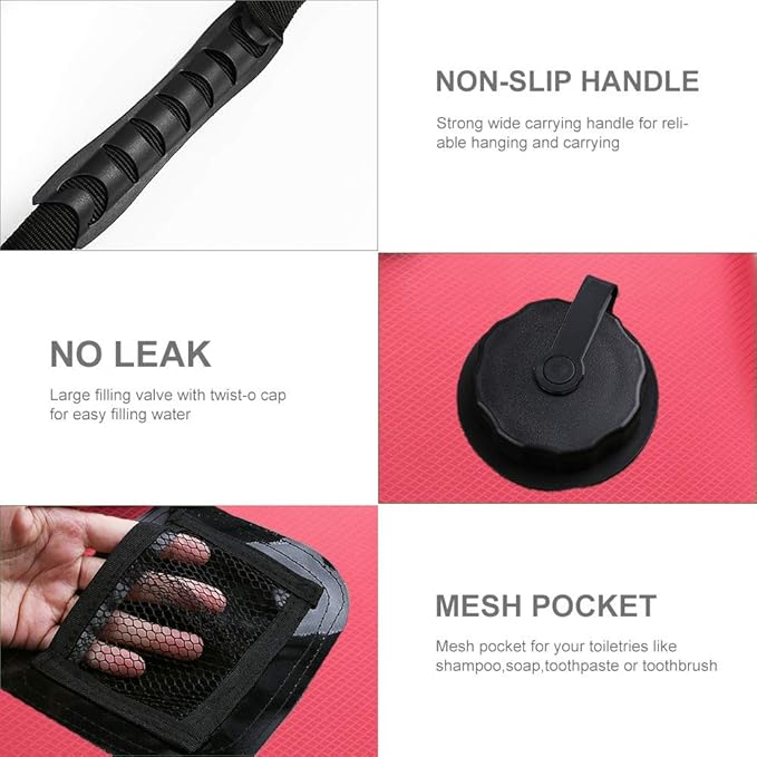 Solar Shower Bag | 5 Gal/20L Solar Heating Camping Shower Bag | Removable Hose | On-Off Switchable Shower Head | Ducha Portatil | Traveling Shower | Portable Shower for Beach Swimming, Hiking