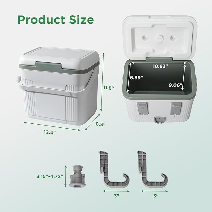 Portable Pool Cooler, Insulated Hard Cooler with Handle, Styrofoam Insulation, Keeps Drinks Cold Up to 72 Hours, Perfect for Poolside, Camping, Fishing, Above Ground Pool Accessories