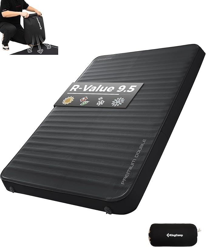 KingCamp Self Inflating Sleeping Pad for Camping Ultra Thick Double Single Foam Mattress High R Value Camping Air Pad Mat, Multi Colors & Sizes