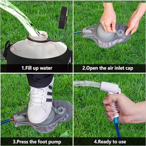 Portable Camping Shower Bag - 10L/2.2 Gallons 20/5 Gallons Solar Shower Water Bag with Foot Pump, Hose and Shower Head - Camp Shower for Camping, Beach, Travel, Outdoor Activities