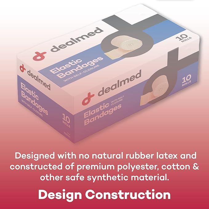 Dealmed 2" Elastic Bandage Wrap with Self-Closure – 10 Elastic Bandages, 5 Yards Stretched Compression Bandage Wrap, Wound Care Product for First Aid Kit and Medical Facilities