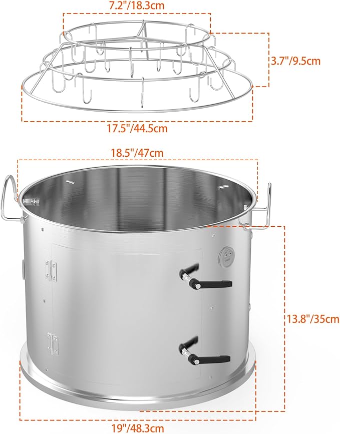 onlyfire Stainless Steel Grill Smoking Kit, Rib Hanging Attachment for Weber 18 inch Kettle Charcoal Grills - Turns Your Kettle into Smoker