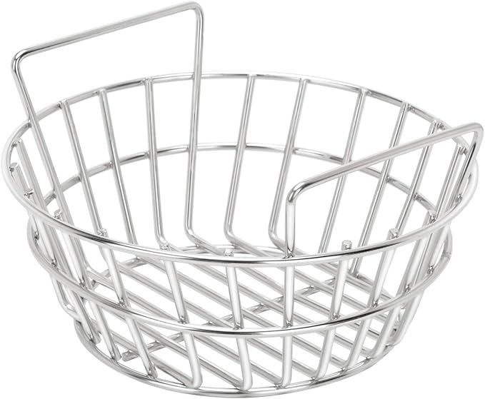 only fire #8569 Charcoal Ash Basket Fits Big Green Egg, Stainless Steel Charcoal Holder with Handles, Grilling Accessories for Better Airflow