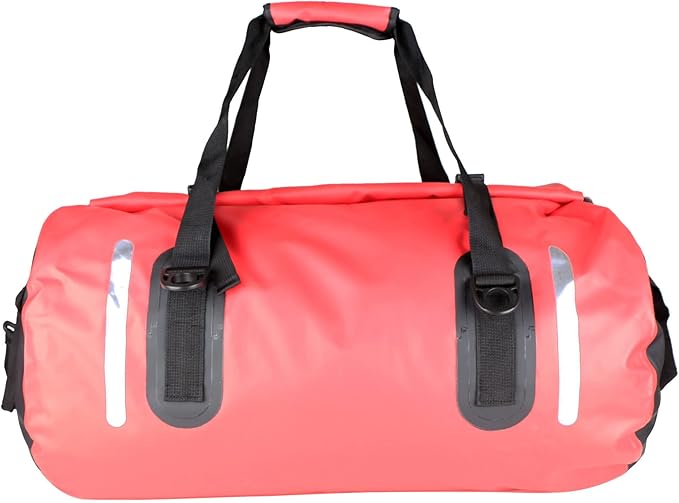 Waterproof Duffle Bag Travel Dry Bag 500D PVC for Motorcycle Tail Kayaking Rafting Boating Swimming Camping Hiking Beach Fishing (Red, 80L)