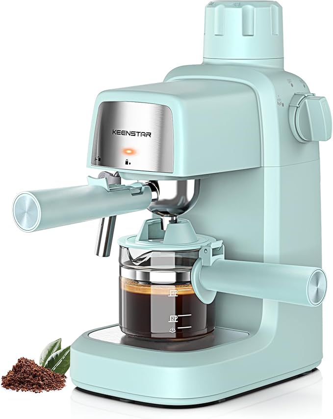 3.5Bar Espresso Machine with Milk Frother, 800W Compact Espresso and Cappuccino Machine with Preheating Function, 4 Cup Espresso Maker for Cappuccino or Latte, Gift for Coffee Lover