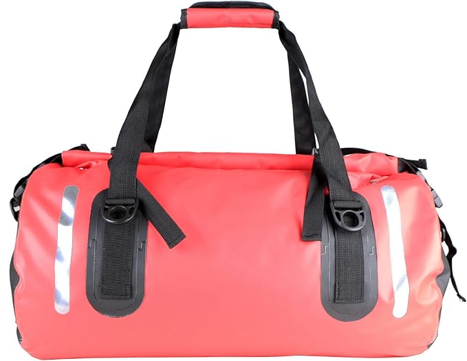 Waterproof Duffle Bag Travel Dry Bag 500D PVC for Motorcycle Tail Kayaking Rafting Boating Swimming Camping Hiking Beach Fishing (Red, 40L)