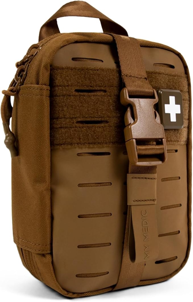 My Medic MyFak Mini First Aid Kit - Small and Lightweight for Camping Hiking and Backpacking - IFAK with 70 Items - HSA/FSA Eligible Great for Travel - Coyote