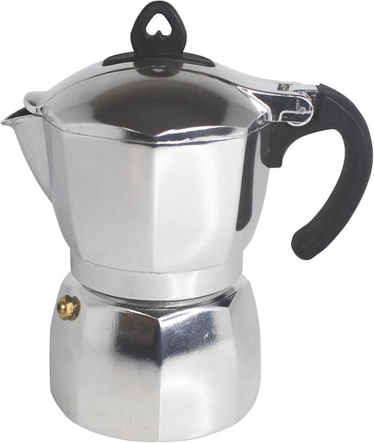 Imusa 6 Cup Stovetop Espresso Maker with Heart Shaped Knob, Silver