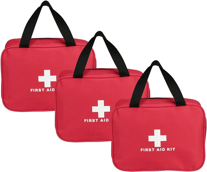 AOUTACC 3 Pack Nylon First Aid Empty Kit,Compact and Lightweight First Aid Bag for Emergency at Home, Office, Car, Outdoors, Boat, Camping, Hiking(Bag Only)